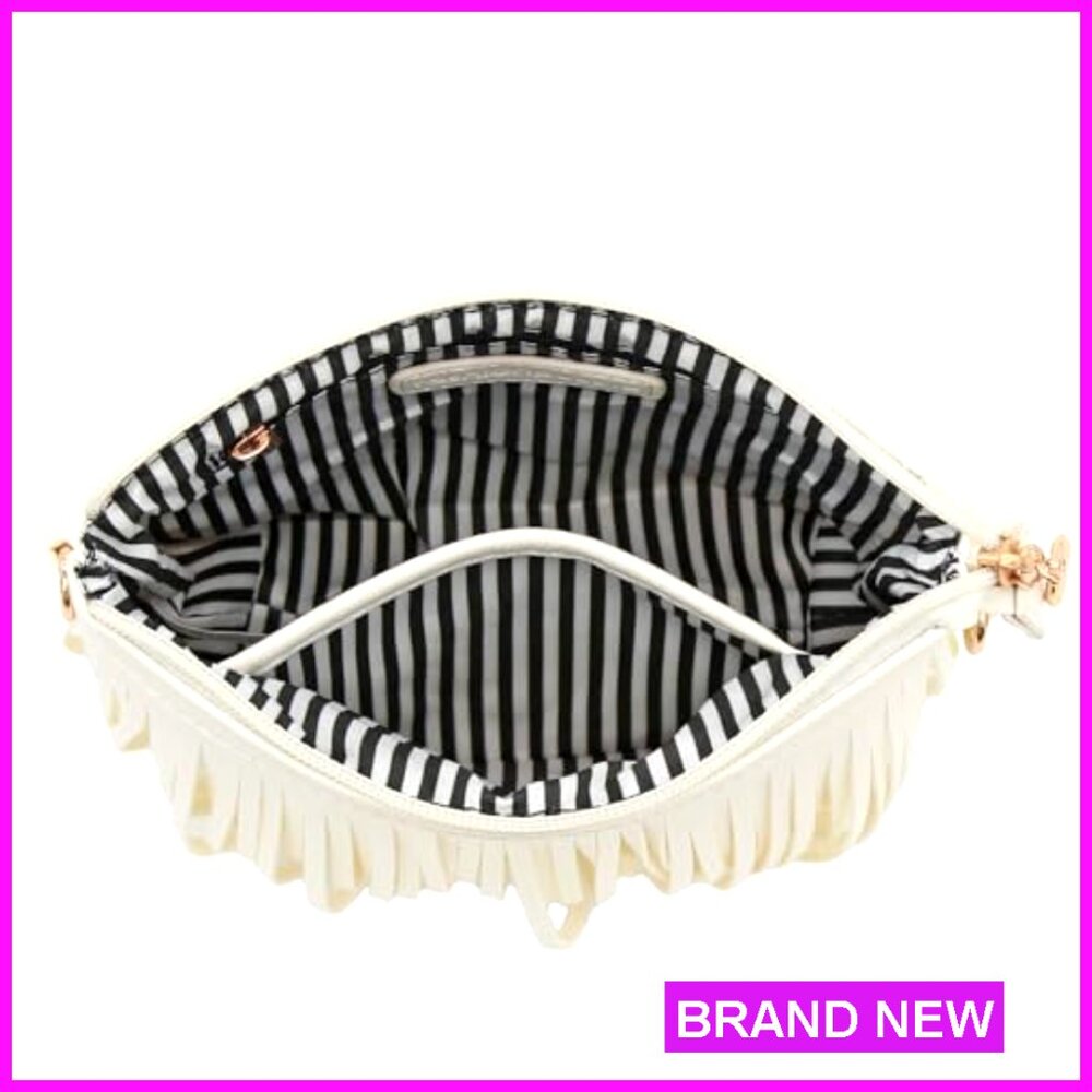 Fringe Crossbody Bag Adjustable Strap Chic Minimal Everyday Use Wrist Strap - Picture 6 of 7